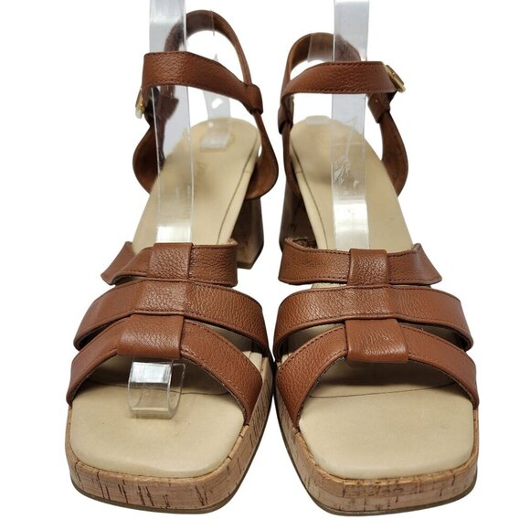 Paul Green Womens Brown Leather Cork Heel Sandals Size UK 7 US 9 - Picture 3 of 12